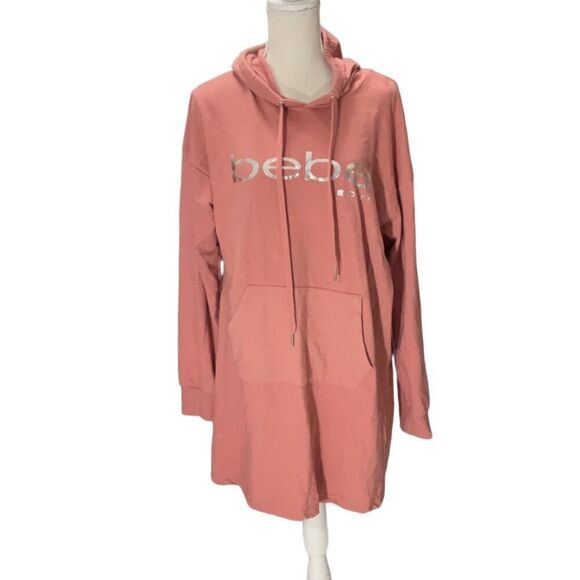 bebe Tops - Bebe Sport Long Length Hoodie Peach Long Sleeve Kangaroo Pocket Size XL